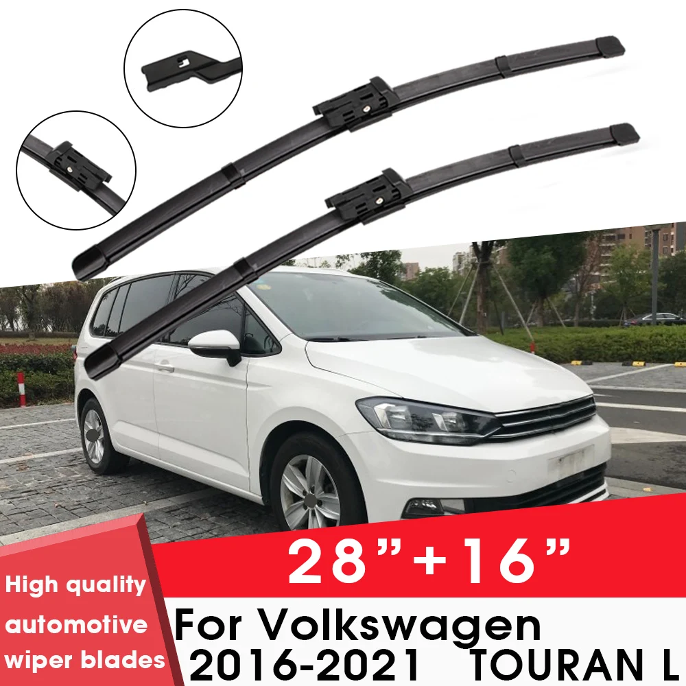 

Car Wiper Blade Blades For Volkswagen TOURAN L 2016-2021 28"+16" Windshield Windscreen Clean Naturl Rubber Cars Wipers