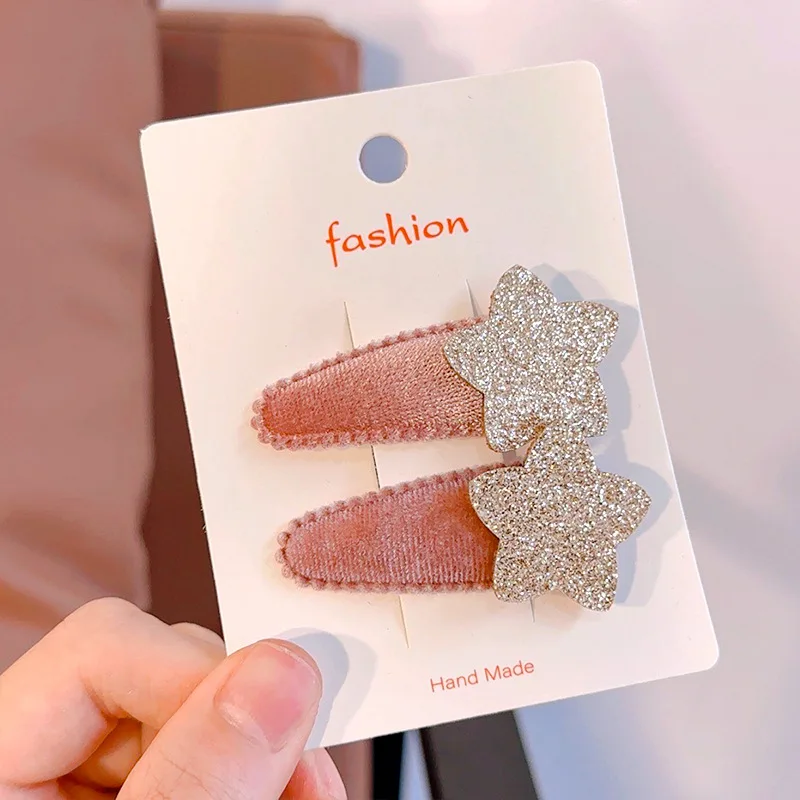 2pcs Sparkling Stars Children's Hairpin Bangs Clip Side Hairpin Barrettes Headwear Girls Kids Women Hair Accessories