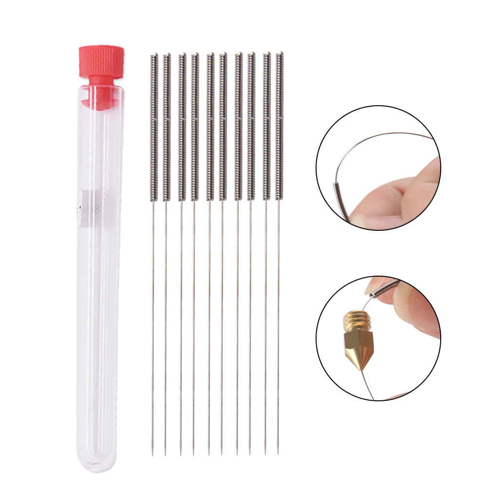10PC Nozzle Cleaning Needle 0.2/0.3/0.35/0.4mm Nozzle Cleaning Tool Drill For MK8/V6/Volcano Nozzle Ender3 Labx1 3d printer