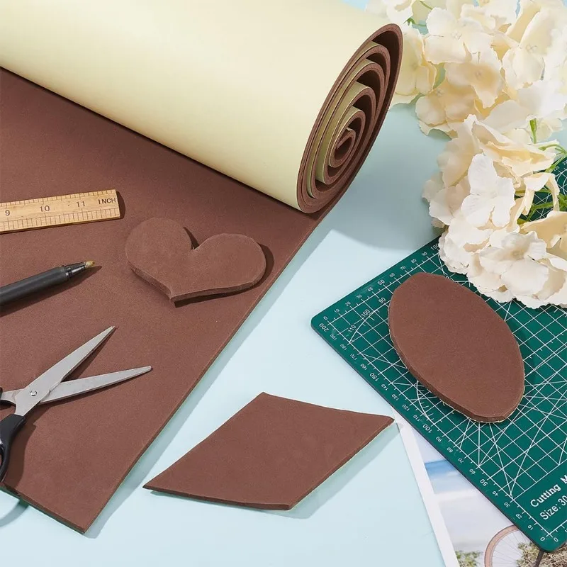 5mm Thick Self-Adhesive EVA Foam Roll 78.7x11.8 Inch Coconut Brown Foam Padding Sheet for Furniture Protecting, Gap Filling