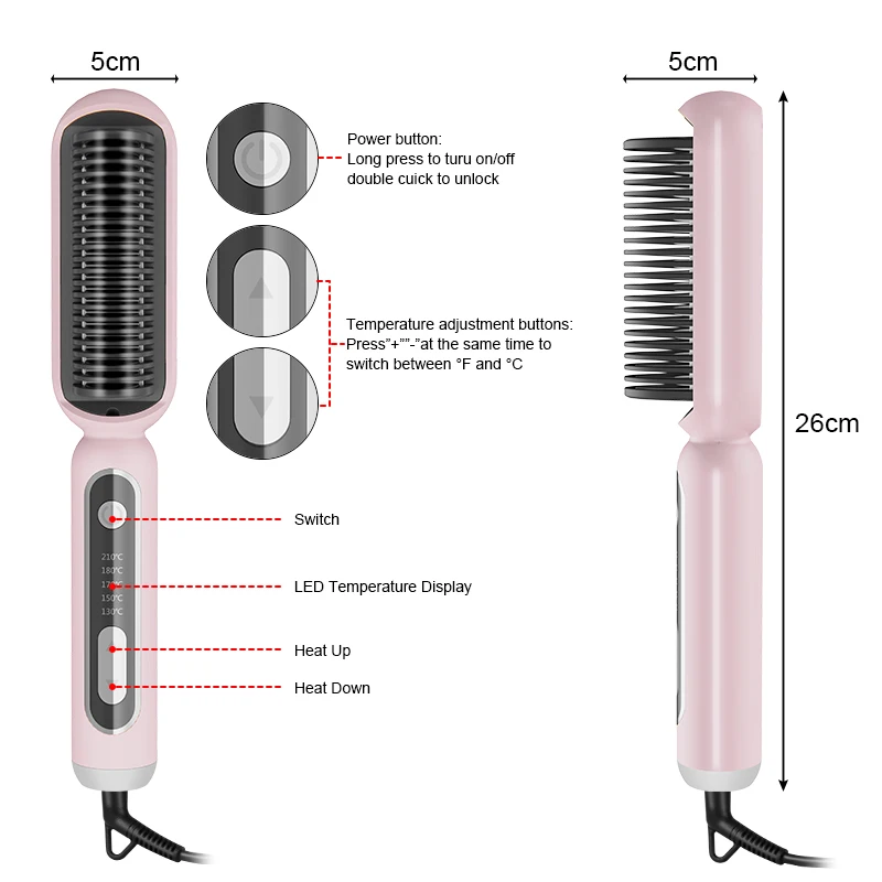 Anti Frizz Negative Ion Electric Hair Straightener Comb Create Smooth Hairstyles Repair Damaged Hair Reduce Static