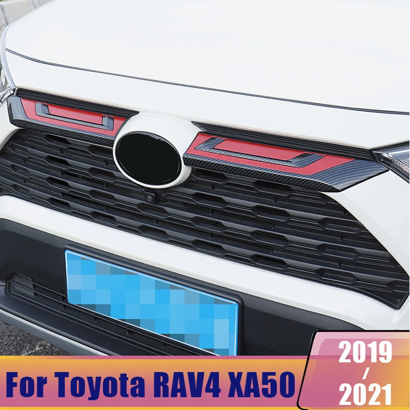 

Для Toyota RAV4 RAV 4 2019 2020 2021 2022 XA50 ABS Автомобильная передняя решетка гриль эмблема отделочные полосы наклейка аксессуары