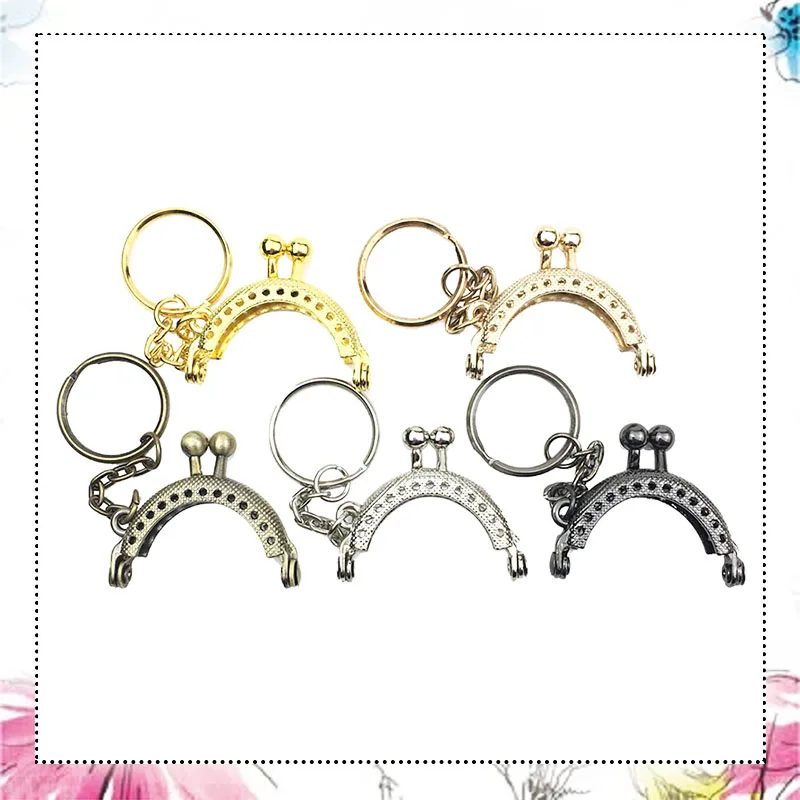 10pcs 4CM Mini Deco Key Ring Antique Bronze Silver Golden Metal Purse Frame with Keyring for Bag Handle Clutch Coin Purse Clasp