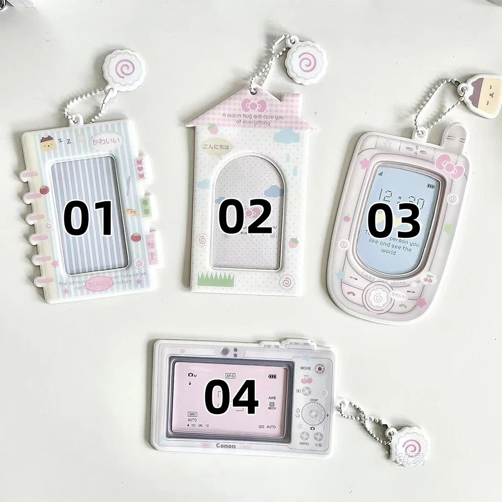 Card Holder Cartoon House Game Machine Card Sleeve Keychain Cute Idol Photocard Display Pendant Kpop Photo Card Protective Cover Case