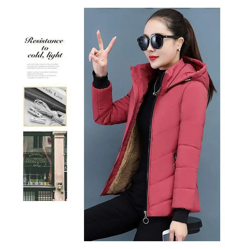 Women'S Short Winter Lambswool Down Cotton Jacket 2025 New Plus Velet Warm Cotton Coat Korean Loose Hooded Parkas Outerwear