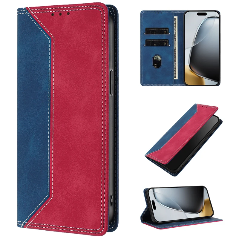 Colorful Macaron Magnetic Leather Wallet Case