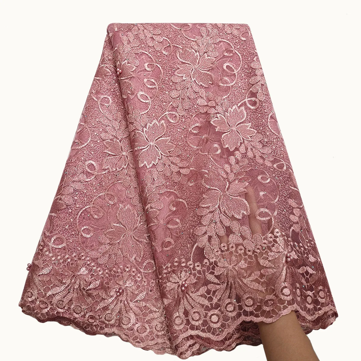 Lace Fabric Chiffon Lace Fabric Bestway Latest African Lace Fabric 5 Yards Swiss Embroidery Nigerian Robe Tailoring Material French Tulle Lace