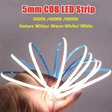 

Super Thin 5mm COB LED Strip 384LEDs/m Soft Flexible DC12V Light Bar Warm Cold White for Decor Lighting 3000K 4000K 6000K