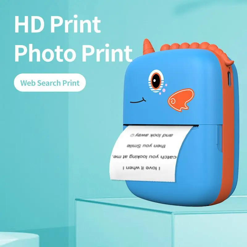 Portable Mini Thermal Printer Wirelessly BT 203dpi Photo Label Memo Wrong Question Printing with USB Cable No Ink Print Portable Portable Printer Bluetooth Printer