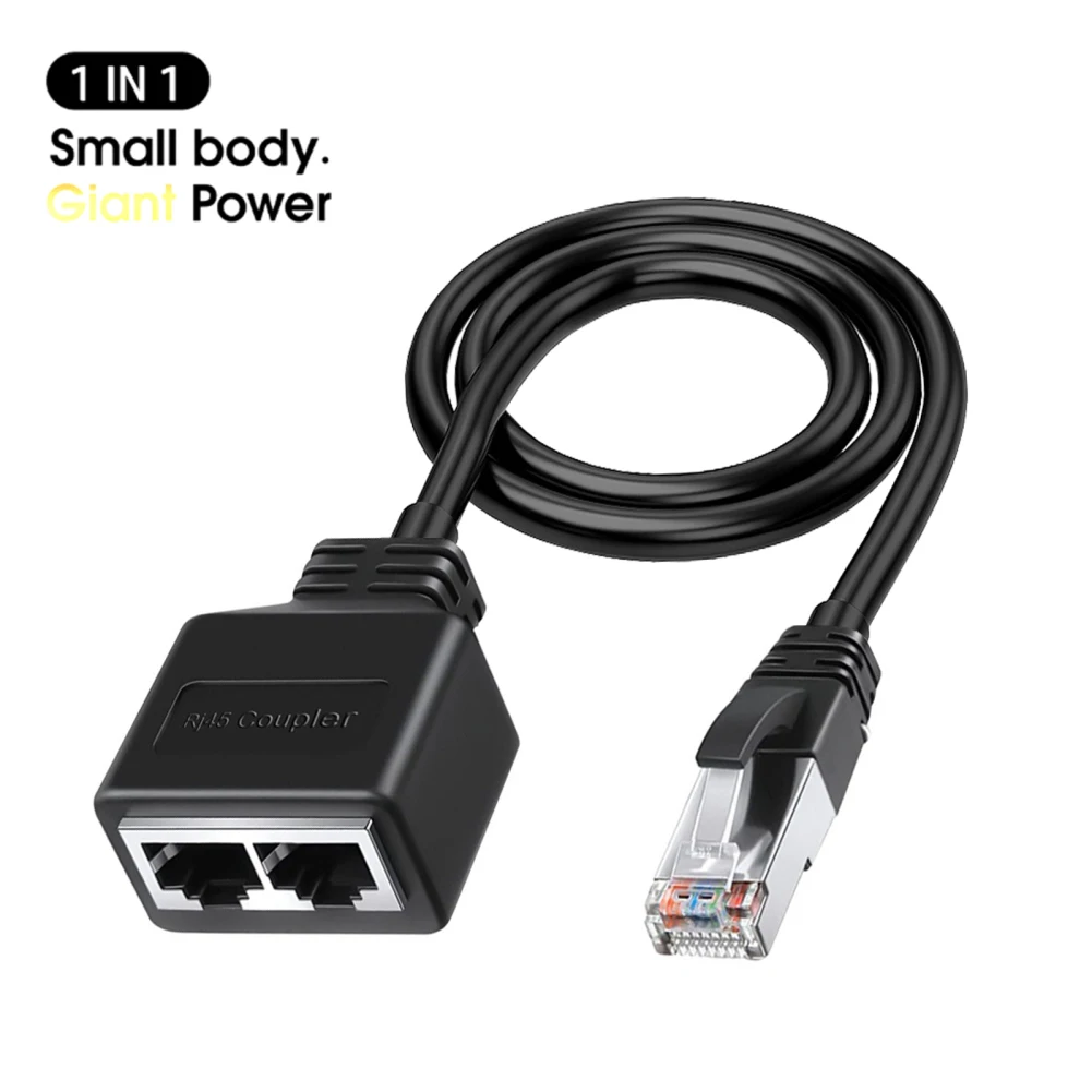 Ethernet Splitter, RJ45 1 Male to 2 Female LAN Ethernet Cable Splitter for LAN Ethernet Socket Connector Adapter