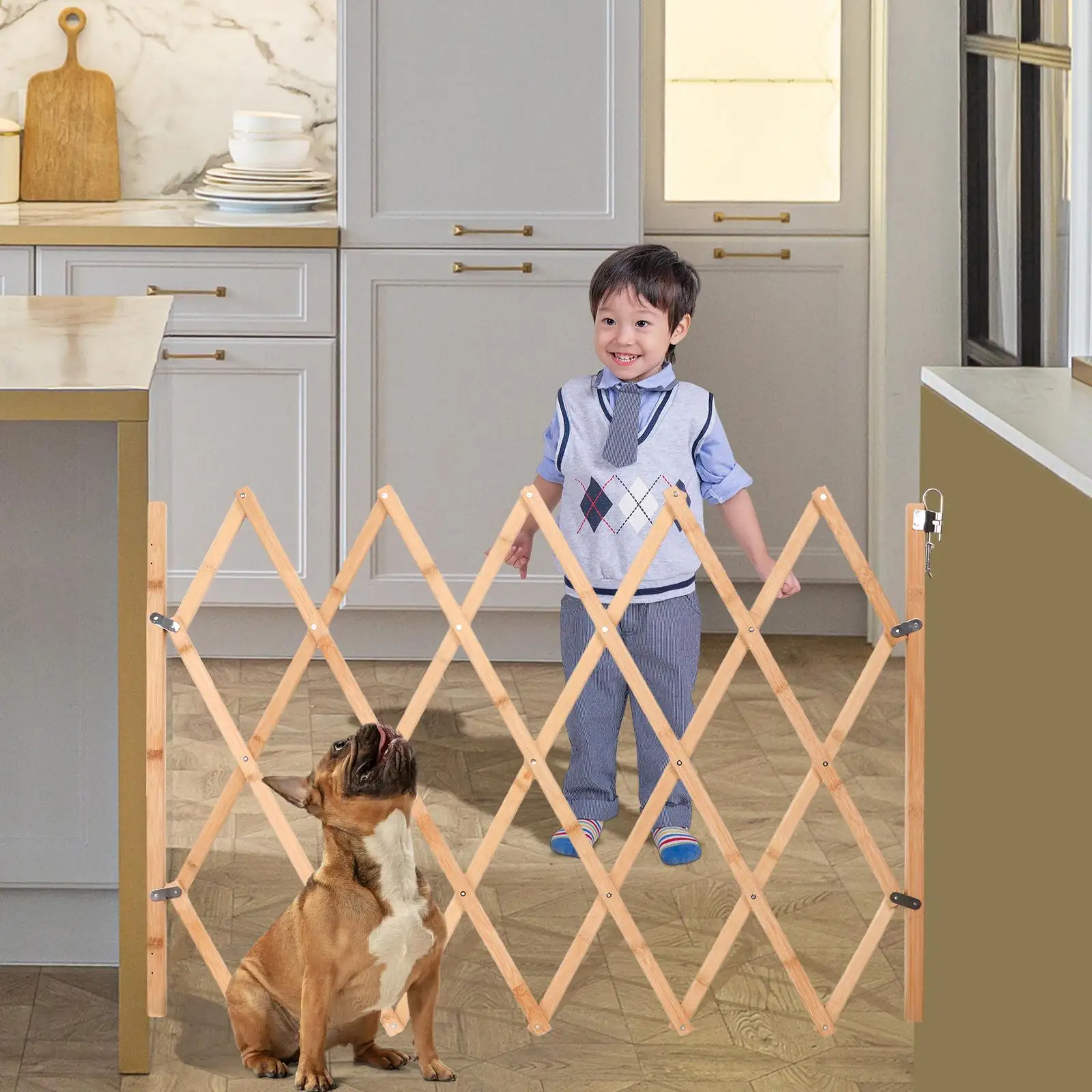 Expandable Accordion Dog Gate Puppy Folding Fence Fence Wooden Pet Isolate Gate Expandable Accordion Dog Gate Puppy Folding Fence Fence Wooden Pet Isolate Gate