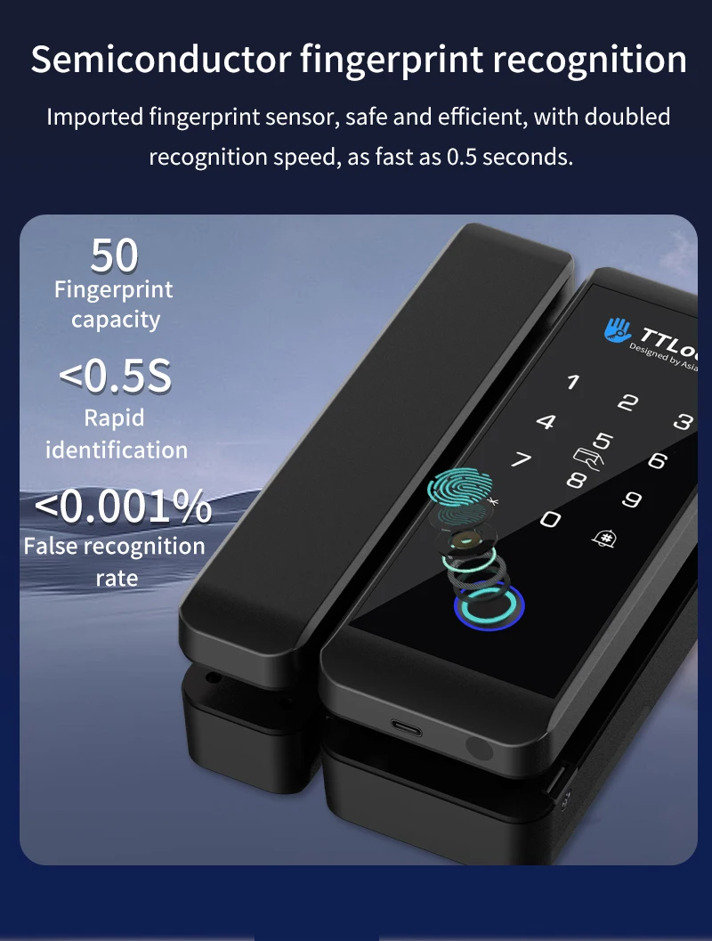 Ttlock APP Wooden Glass Door Lock Bluetooth Remote Unlock Fingerprint App Card P