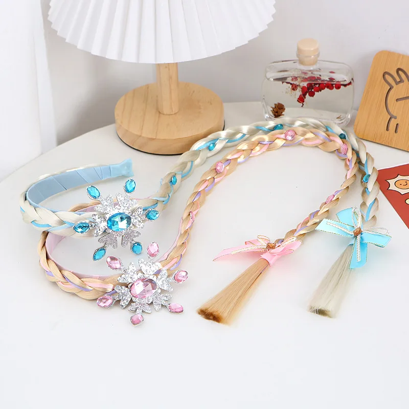 생일 파티 코스프레를 위한 크라운 눈송이 리본 장식이 있는 어린이 공주 머리띠