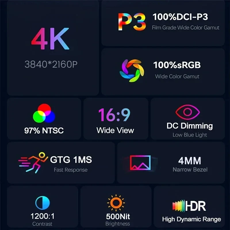 PC XBox PS5 ġ  ÷, 15.6 ġ 4K ޴ , 3840x2160P 100% DCI-P3, 500Nit 16:9 HDR 1MS FreeSync IPS ũ