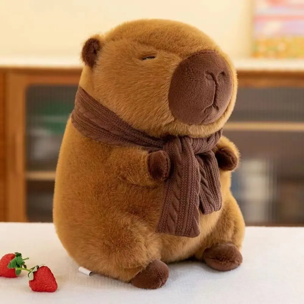 Peluche Capybara en coton PP doux avec écharpe amovible, décoration, cadeau d'anniversaire, jouet mignon_voghion.com