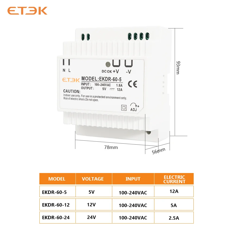 Ultra-Thin DIN Rail Switch Power Supply for Industrial Automation - 15W/60W