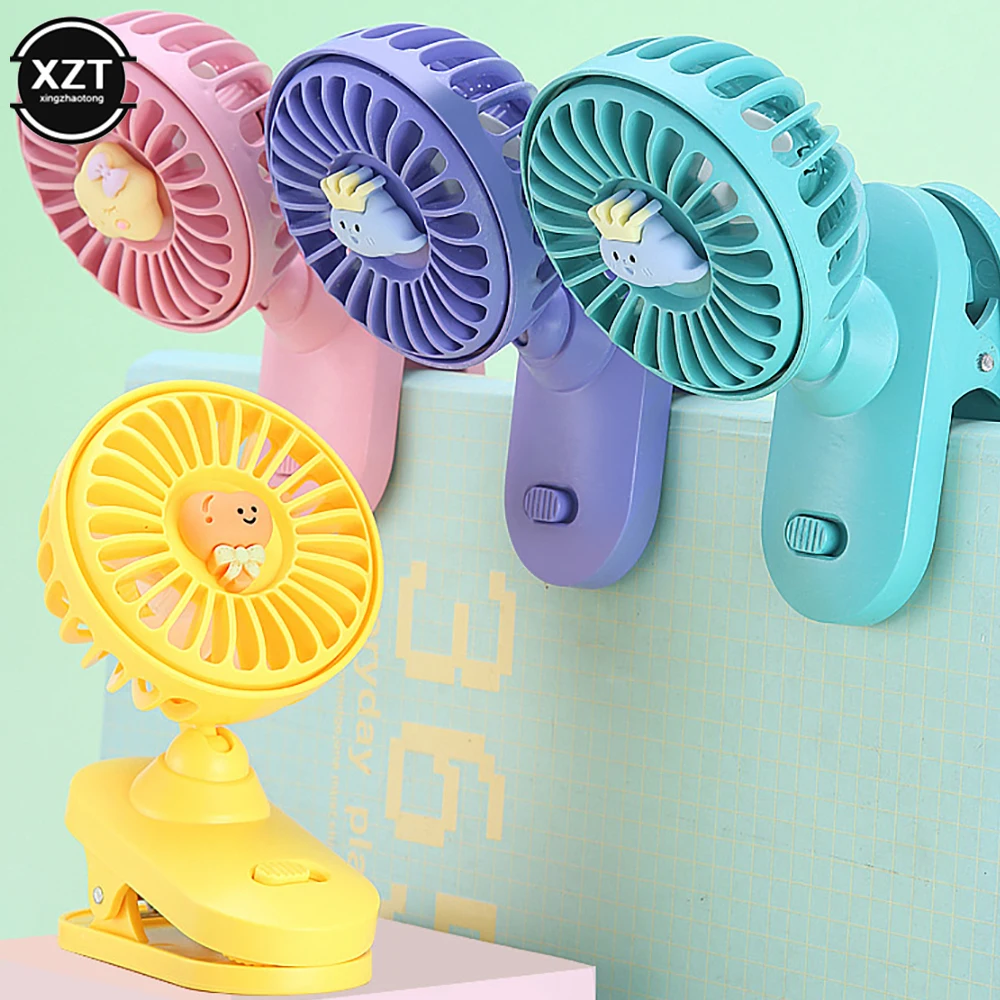 

Cartoon Desktop Clip Mini Fan Student Dormitory Portable Clip Wall USB Rechargeable Quiet Cooling Fan With Led Light And Control