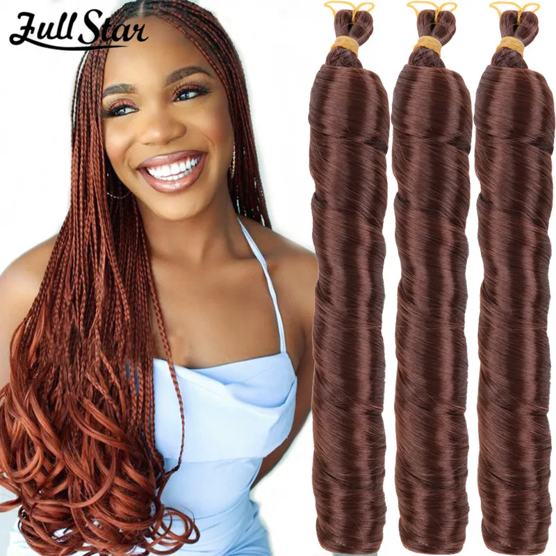 Full Star Synthetic Loose Wave Crochet Hair Spiral Curl 100g Bouncy Silk Braiding Hair French Curls Ombre Bulk Hair Extensions