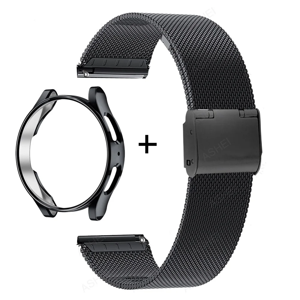 Premium Stainless Steel Watch Strap & Protective Case with Screen Protector for Samsung Galaxy Watches