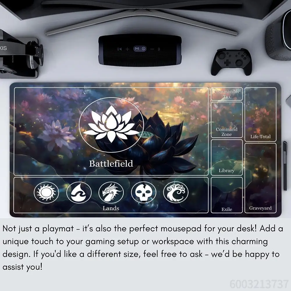 Dark Lotus Design Gaming Mat - Stylish Card Playmat & Desk Mat with Anti-Slip Rubber