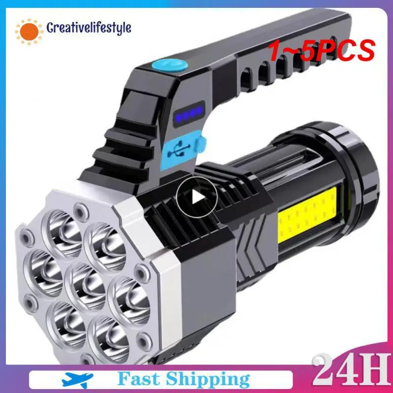 

Фонарики высокой мощности, фонарики с Cob матрицей, легкий внешний фонарь из АБС-пластика, перезаряжаемый фонарик с 7 светодиодами, 1 ~ 5 шт.