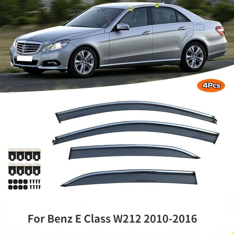 For Benz E Class W212 2010-2016 Side Window Visors  Window Rain Guards Bright Strip Accessories Stainless Steel Parts