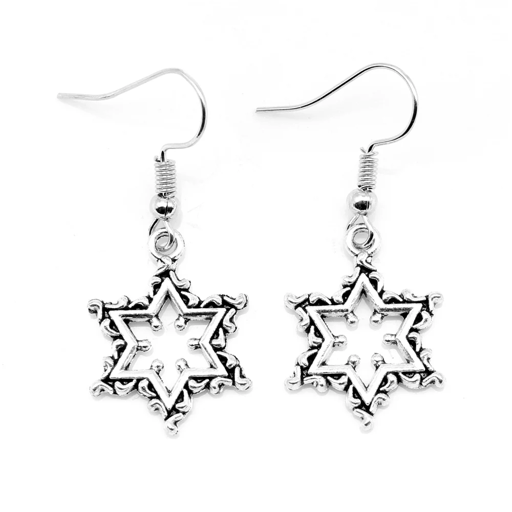 

1 Pair Hollow Snowflake Vintage Earrings Jewels For Crafts 17x22mm