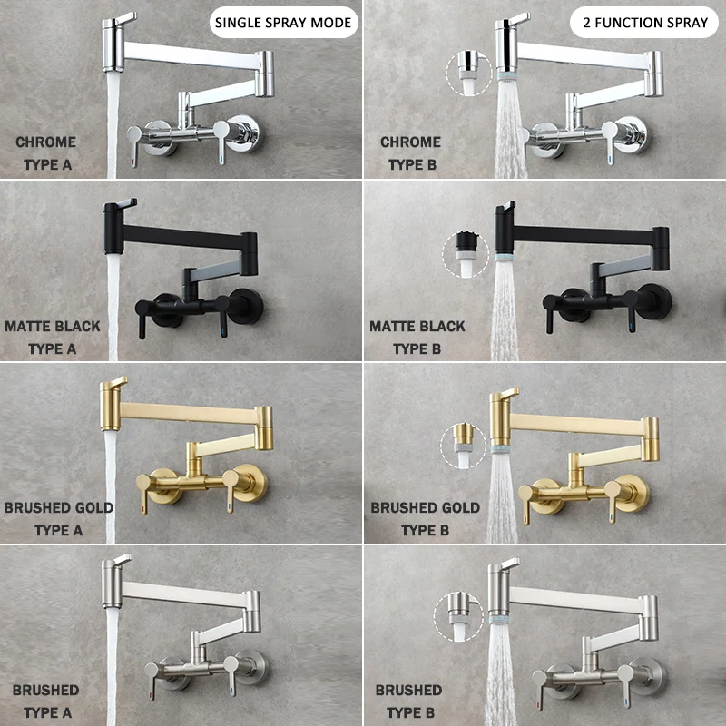 Square Three-Switch Hot And Cold Kitchen Faucet Into The Wall Folding Mixing Valve Home Bathroom Washbasin Black Fauce