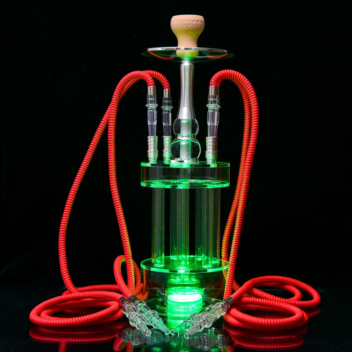 DEJAYA Gatling Hookah Acrylic Narguile Complete Shisha Pipe Set Chicha Cachimba 4 Hoses LED Light Nightclub Party Accessories 4