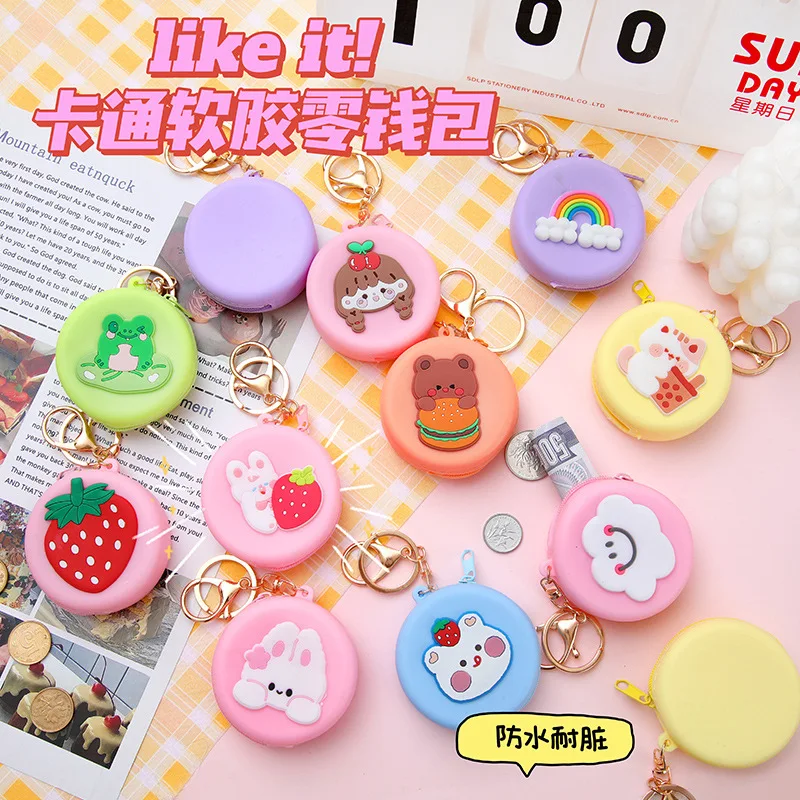 Women Silicone Coin Purse Cartoon Animal Round Shape Coin Wallet Headset Bag Purse Wallet Pouch Bag Kids Gift Keychain