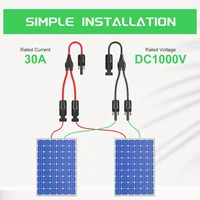 Connecteurs solaires d'alimentation câble de branche en Y 30A, câble solaire adaptateur parallèle en paire pour panneau solaire 1 * M/FF + 1 * F/MM noir rouge alimentation 5