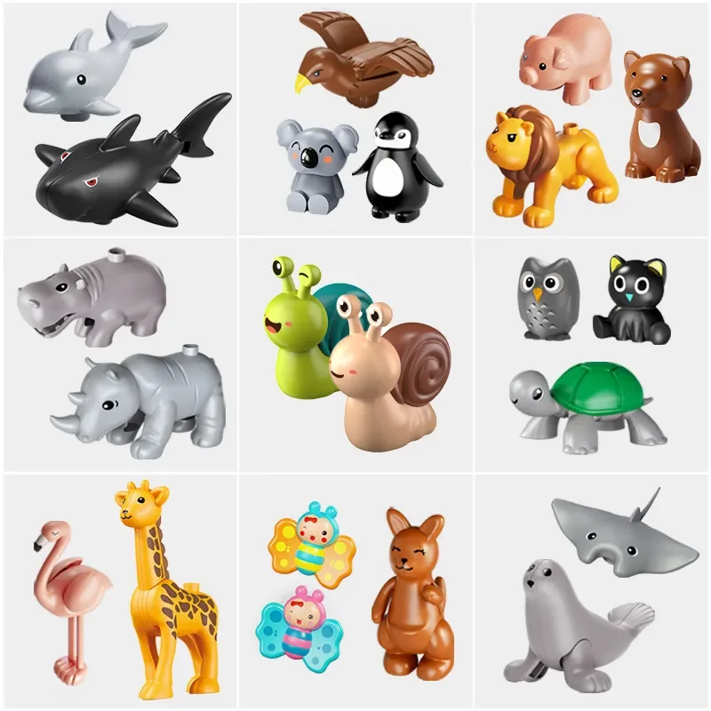 

Big Building Blocks Zoo Series Elephant Horse Penguin Animal Accessories Large Bricks Children Kids DIY Assembly Toys Party Gift