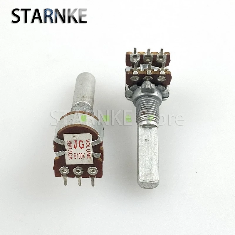 2PCS R1210G 12 Type 6-Pin Dual B100K Computer Speaker Amplifier Audio Treble And Bass Volume Potentiometer D Shaft Length 26mm
