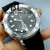 BLIGER 41mm Mechancial Men's Watch DomedSapphire Glass NH35A PT5000 Movement Rubber Strap Silver Ceramic Bezel Gray Dial No Date 1