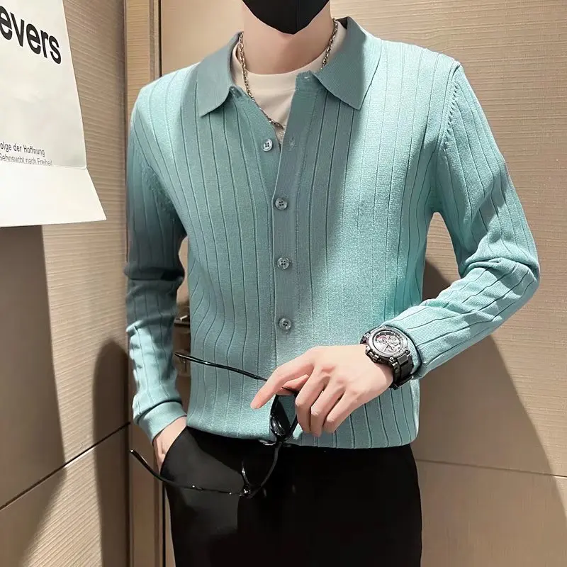 

2023 Cardigans Men Cotton Sweater Long Sleeve Mens Lapel Sweaters Loose Solid Button Tops Fit Knitting Casual Style Clothing 3XL