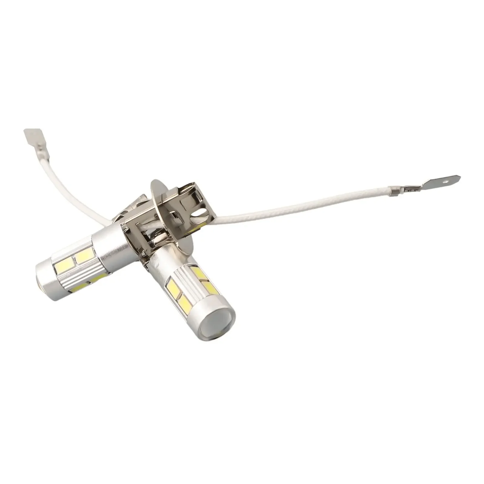 H3 LED 자동차 조명 알루미늄 합금 10SMD 5630 범용 자동 안개등, 흰색 주행 DRL 자동 램프, 12V 플러그 앤 플레이 실버, 2 개