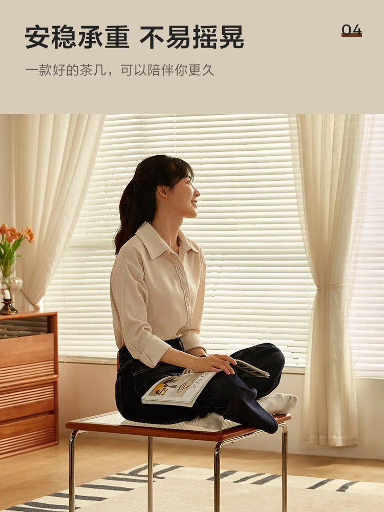Retro Glass Tea Table Living Room 2024 New Home Small Unit Square Tea Table Bedside Middle Cheap Home Furniture 간이테이블 캐릭터 테이블