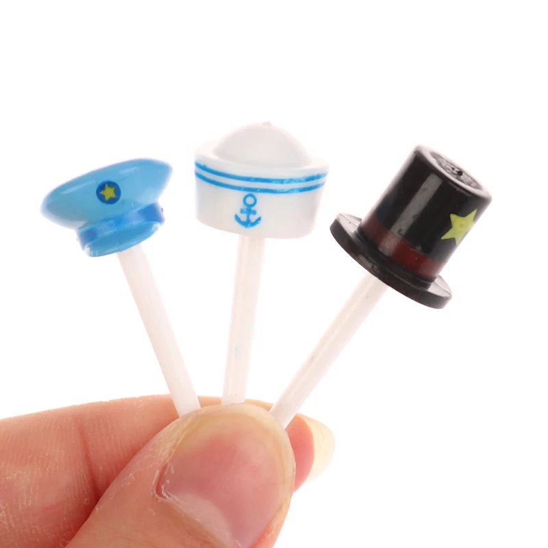 Mini Cartoon Cupcake Topper Hat Children Food Selection Fruit Fork Toothpick For Dessert Accessories Snack Bento Stick 1set