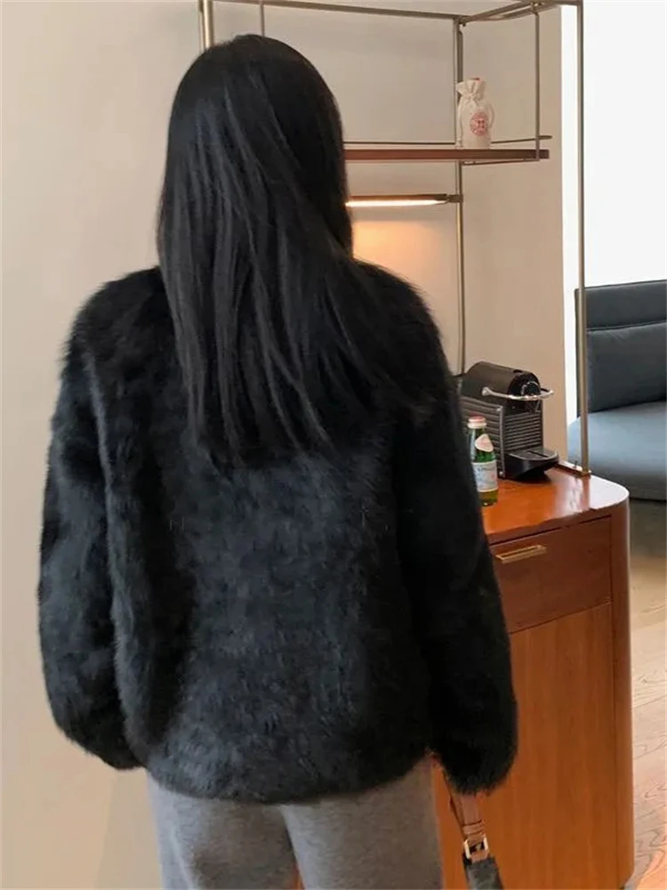 Winter Faux Fox Fur Coats Loose Thick Vintage Furry Casaco Metal Button Double Breasted Jaqueta Feminina Korean Plush Chaquetas