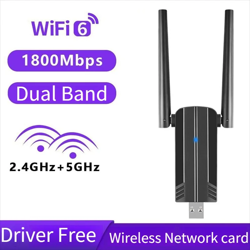 High-Speed Dual-Band WiFi 6 USB Adapter with USB 3.0 and MU-MIMO Technology