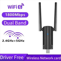 High - Speed Dual - Band WiFi 6 USB Adapter with USB 3.0 and MU - MIMO Technology (1800Mbps)