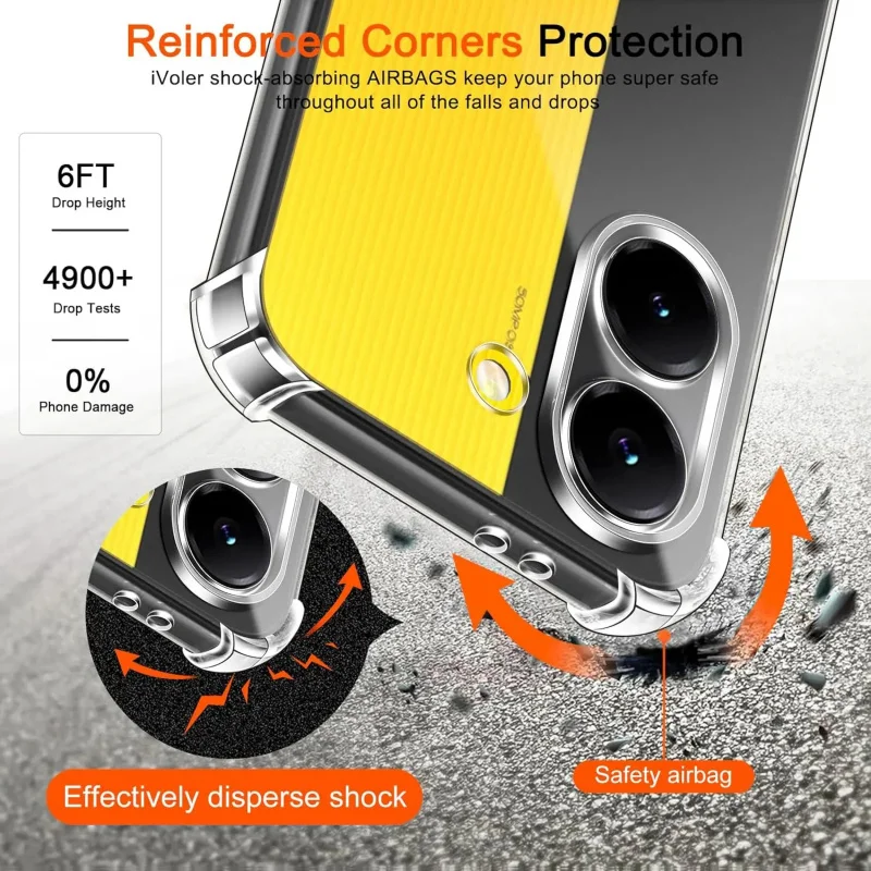 Reinforced Clear Soft TPU Phone Case with Camera Protection