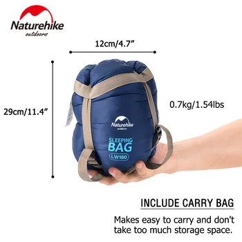 Naturehike Sleeping Bag LW180 Ultralight 3 Season Camping Hiking Sleeping Bags Outdoor Portable Waterproof Cotton Sleeping Bag 4