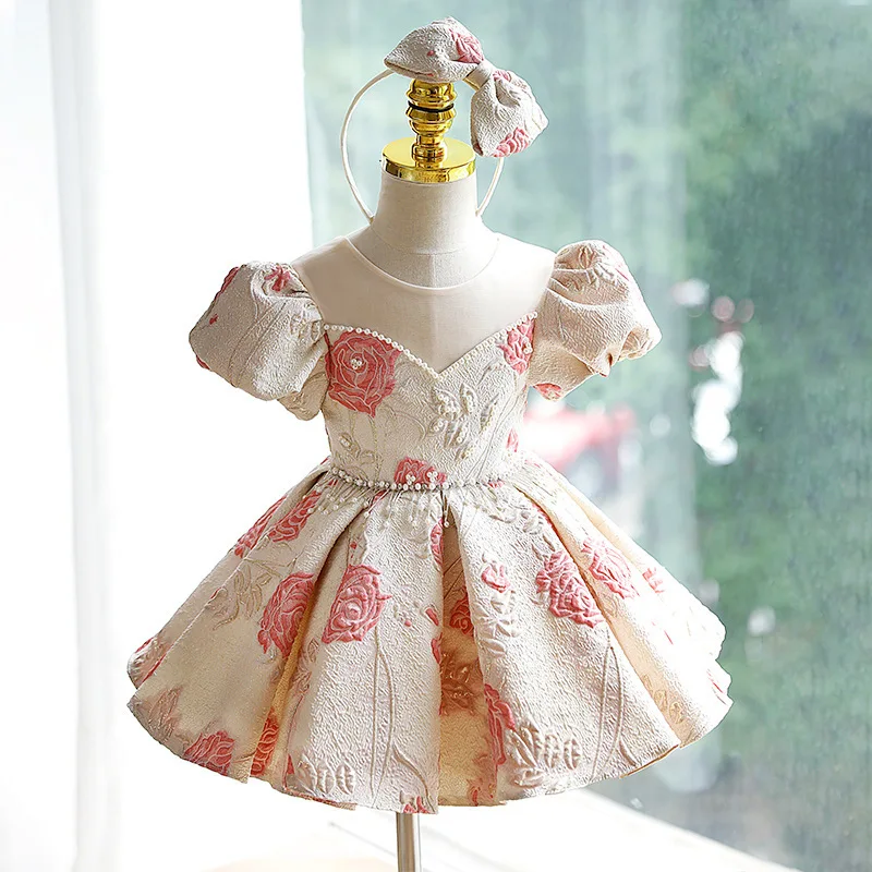 

Little Girls Cute Bow Princess Costume Ball Gowns Children baby Birthday Party Clothes kids Baptism easter Dresses for weddings