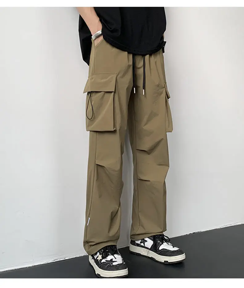 Neue 2026 Frühling/Sommer Herren Freizeithose aus Eisseide – Streetwear, einfarbig, gerade geschnitten, große Größen M-5XL, Outdoor, locker, dünn, Jogger – Detail 11
