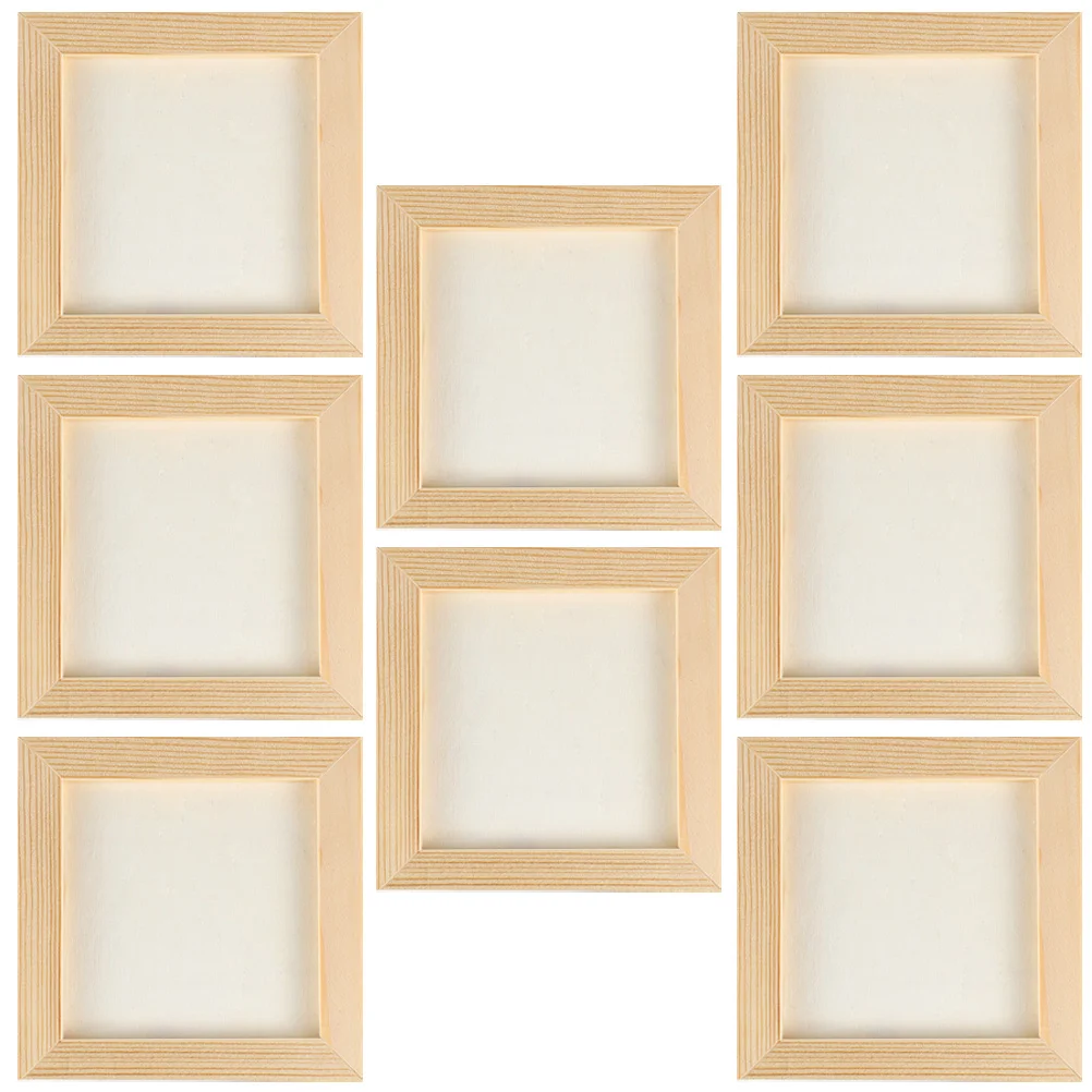 

8 pcs Clay Blank Frame DIY Wooden Photo Frames Wooden Painting Frame for Children