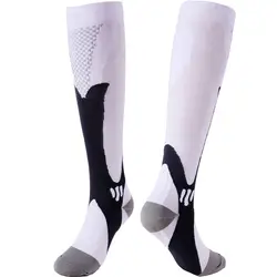 Unisex Black Compression Socks for Football and Pain Relief 20-30 mmHg (White)