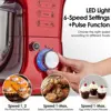 6 Speed Dough Mixer Metal Lid with Stainless Steel Bowl, Tilt-head Kitchen Mixer with Wire Whisk, Dough Hook, Flat Beater 3
