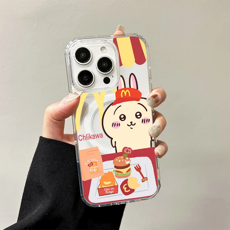 Transparent Silicone Wireless Charging Case with C-Chiikawas Hachiware Design