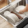 1pc Retractable Sink Drain Rack Sink Dish Drain Rack Expandable  Adjustable Vegetable Fruit Washing Basket Kitchen Accessories 2